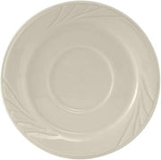 Tuxton China YEE-054 Saucer, 5-1/2" Diameter, Round, Embossed, Microwave and Dishwasher Safe, Oven Proof, Fully Vitrified, Ceramic, TuxCare, Healthcare, Monterey, Pack of 36