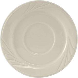 Tuxton China YEE-054 Saucer, 5-1/2" Diameter, Round, Embossed, Microwave and Dishwasher Safe, Oven Proof, Fully Vitrified, Ceramic, TuxCare, Healthcare, Monterey, Pack of 36