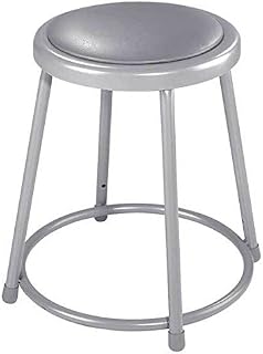 National Public Seating Round Stool, Height Range 19" to 27", Vinyl Gray, 6418H