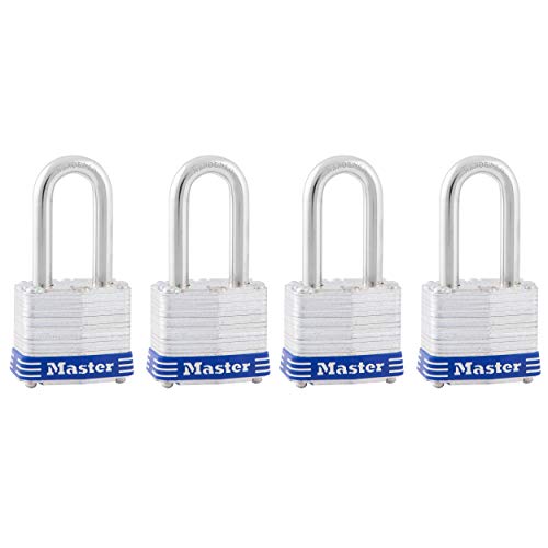 Master Lock Silver / 1-1/2" shackle / 4 Pack, Keyed-Alike Keyed Padlocks