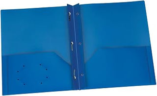 Oxford Blue Poly Two Pocket Portfolio with Prongs, Pack of 25