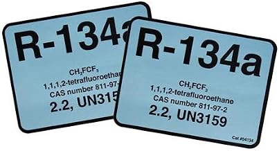 Diversitech Pack of (2) R-134 / R134a / tetrafluroroethane Refrigerant Labels # 04134 Color Coded Refrigerant ID Labels