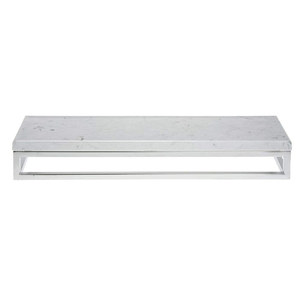 Cerve Collection Chrome Display Riser with Marble Top - 3 1/5"H by HUBERT – Metal, Grey, Model 53034+34778