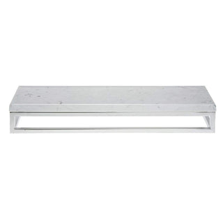Cerve Collection Chrome Display Riser with Marble Top - 3 1/5"H by HUBERT – Metal, Grey, Model 53034+34778