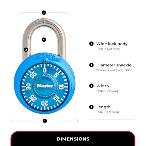 Master Lock Blue / 1 / 1 Pack Combination Padlocks