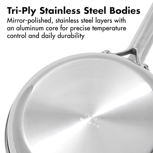 OXO 8" and 10" Frying Pan Skillet Set / Stainless Steel / 5.0 cups Skillets