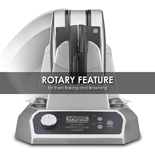 Waring Double Waffle Cone Maker / 18.62 x 12.37 x 11.25 inches / Silver Commercial Waffle Makers