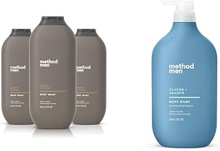Method Men Body Wash, Cedar + Cypress, Paraben and Phthalate Free, 18 FL Oz (Pack of 3) & Men Body Wash, Glacier + Granite, Paraben and Phthalate Free, 28 FL Oz (Pack of 1)