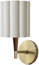 Scalloped Wall Sconce - Plug-in, Walnut, Weathered Brass, White Linen, Diffuser, Inline Dimmer