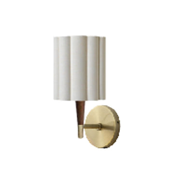 Scalloped Wall Sconce - Plug-in by NOVA of California – Wood, Weathered Brass & Walnut, Model 3011802WB