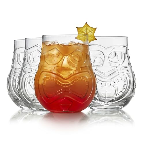 Libbey Tiki Faces / 4 Count (Pack of 1) / Tiki Mixed Drinkware Sets