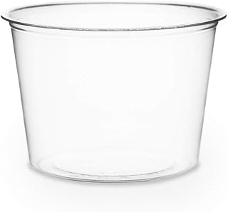 Vegware Compostable Clear PLA Plastic 4oz Containers, Case of 2000, Small Portion Condiment Sauce Containers, Renewable Plant-Based Sample Cups, Lid Available, Disposable