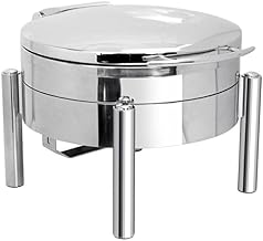 3978S Jazz 6 Qt. Stainless Steel Round Induction Chafer with Pillar'd Stand and Hinged Dome Cover