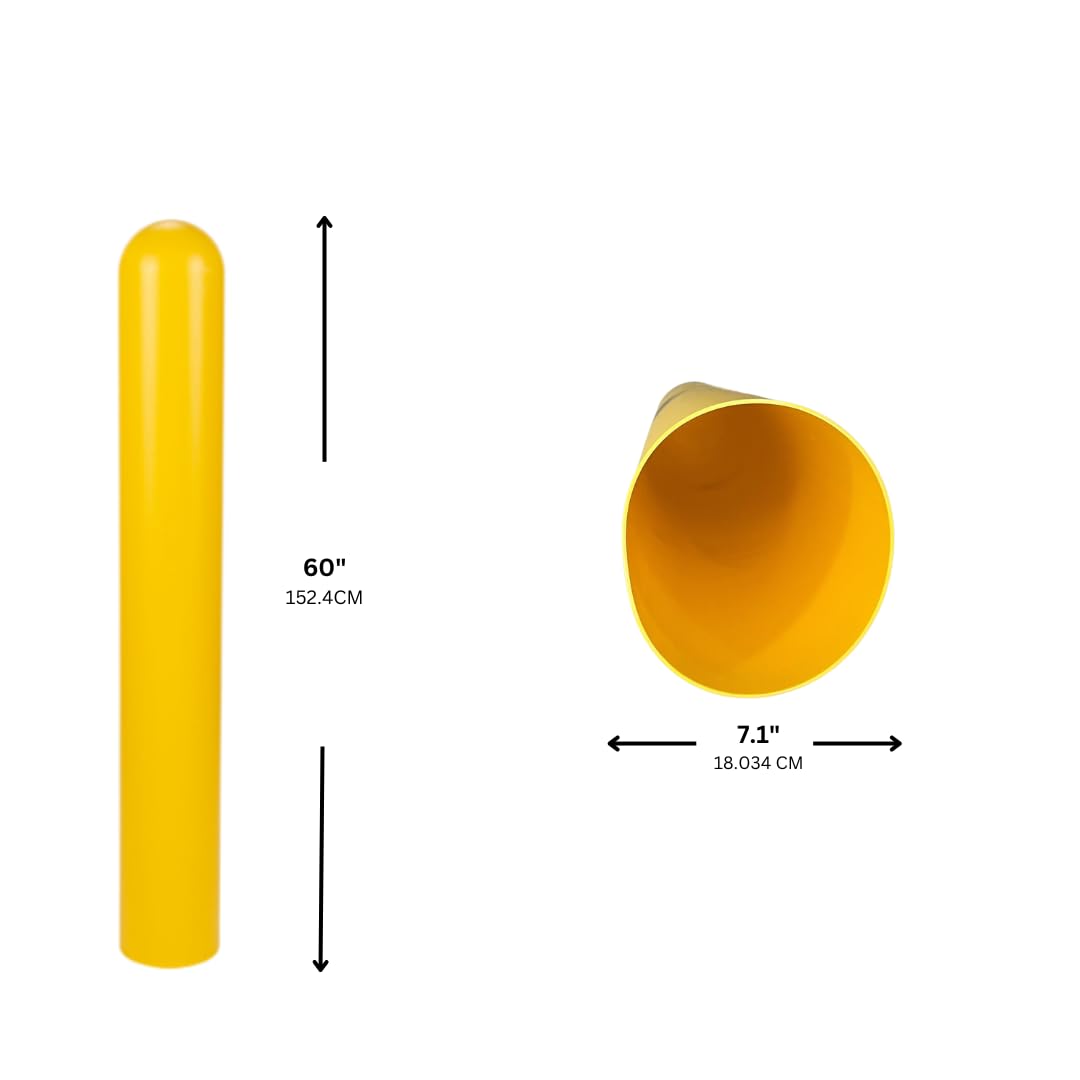 d 7" x 60" 4-Pack Round Top Bollard Cover (Yellow no Tape) by Innoplast – 4-Pack, Yellow no tape, Pack of 4, Model BCRT760YN-4