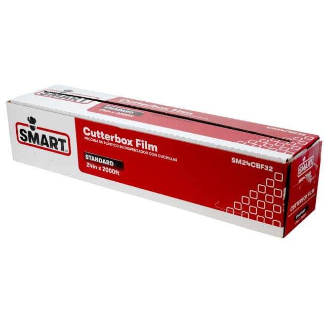 SMART Clear Cling Film Wrap with Cutterbox – SM24CBF32, 24" x 2000' x Standard 32 Gauge | 1/Each
