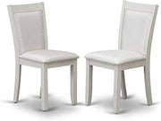 Furnifact Solid Wood Linen-Upholstered Dining Chairs Set of 2, High-Back Parsons Chair for Dining Room and Kitchen, Cream