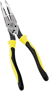 KLEIN TOOLS J207-8CR Needle Nose Pliers, Made in USA, All-Purpose Linesman Pliers for Crimping, Looping, Cutting, Stripping, Crimping, Shearing