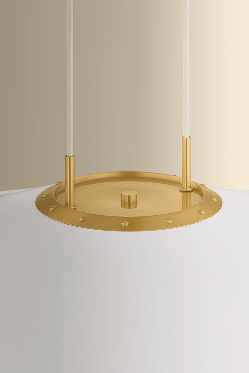 Emmons 1-Light Pendant | Essential & Modern Style | Aged Brass Finish | Made of Aluminum & Diffuser | Adjustable Hang Height 27-116" | 30" Dia x 6.75" H | -AGB/SWH by Hudson