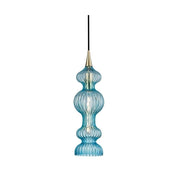 Pomfret 1-Light Pendant | Aged Brass Finish | Made of Steel & Glass | Damp-Rated for Bathroom Use | Adjustable Hang Height 24-134" | 6" Dia x 20.5" H | Blue Shade by Hudson Valley