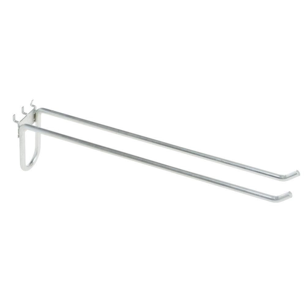 16 Inch (L) Double Peg Hook Steel by Retail Resource – Steel, Silver, Model 080-274-10