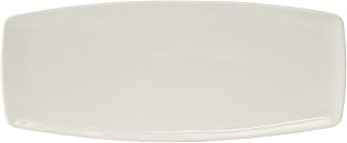 Tuxton China AMU-552 Plate, 14" L x 5-7/8" W x 3/4"H, Rectangular, Rolled Edge,Tapered Ends, Microwave and Dishwasher Safe, Oven Proof, Fully Vitrified, Ceramic, AlumaTux, Pack of 12
