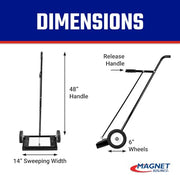 Master Magnetics 5"L x 15.13"W x 48"H / 14" / 1 Magnetic Sweepers