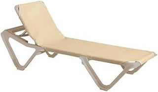 Grosfillex US155003 Stackable Nautical Chaise, Without Arms, Sandstone Resin Frame, Khaki (Case of 2)