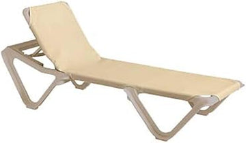 Grosfillex US155003 Stackable Nautical Chaise, Without Arms, Sandstone Resin Frame, Khaki (Case of 2)