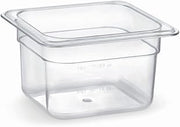 HUBERT Sixth-Size Clear Polycarbonate Cold Food Pan - 6 15/16" L x 6 3/8" W x 4" D