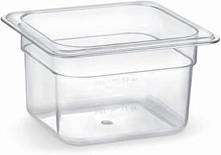 HUBERT Sixth-Size Clear Polycarbonate Cold Food Pan - 6 15/16" L x 6 3/8" W x 4" D
