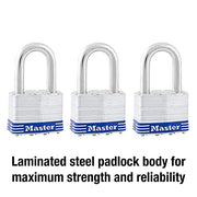 Master Lock 3 Pack / Silver / Industrial Keyed Padlocks