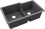 ELGULBO3322GT0 Elkay Quartz Classic 33" x 20-1/2" x 9-1/2" Double Bowl Undermount Sink with Aqua Divide Graphite