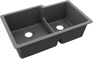 ELGULBO3322GT0 Elkay Quartz Classic 33" x 20-1/2" x 9-1/2" Double Bowl Undermount Sink with Aqua Divide Graphite