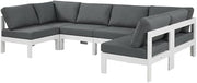 Gray Fabric Outdoor Patio Modular Sectional, Weather-Resistant Upholstery, Cushioned Seating, Comfortable Backrest
