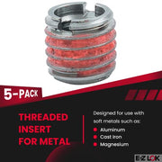 E-Z LOK #10-24 IT, 3/8"-16 ET, 0.406" L / Pack of 5 / Red Thread Locking Inserts