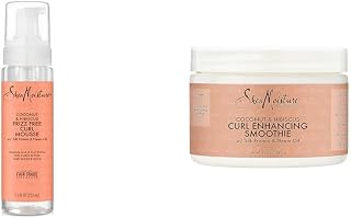 Shea Moisture SheaMoisture Curl Mousse Coconut and Hibiscus for Frizz Control Styling Mousse with Shea Butter 7.5 oz & Smoothie Curl Enhancing Cream for Thick