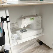 Sauder Soft White Lintel Oak / L: 39.29" x W: 19.49" x H: 28.54" / Transitional Sewing Storage