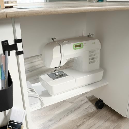 Sauder Soft White Lintel Oak / L: 39.29" x W: 19.49" x H: 28.54" / Transitional Sewing Storage