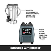 Waring Stainless Steel Jar CB15SF / 1 Gallon / Black Countertop Blenders