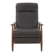 Semi-Leather Recliner Chair with Wood Arms Push-Back by Furnifact – Hardwood and plywood frame construction, Leather Gel, Brown