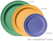 Creative Table 6.5 inch Round Plate Mix Pack of 4 Mardi Gras Colors Melamine 48 Ct