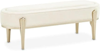 Michael Amini Camellia Field Bench Caramel Brown, Stylish Dining & Lounge Seating, Elegant Wooden Design, Durable and Comfortable for Home & Commercial Use