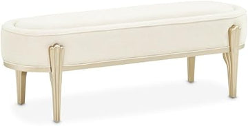 Michael Amini Camellia Field Bench Caramel Brown, Stylish Dining & Lounge Seating, Elegant Wooden Design, Durable and Comfortable for Home & Commercial Use