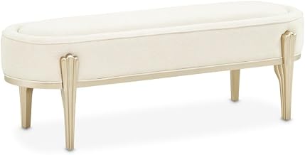 Michael Amini Camellia Field Bench Caramel Brown, Stylish Dining & Lounge Seating, Elegant Wooden Design, Durable and Comfortable for Home & Commercial Use