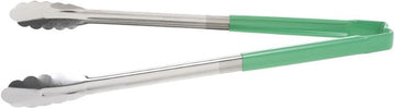 Jacob's Pride Color Coded Kool-Touch S/S Scalloped Tong, Green, 16
