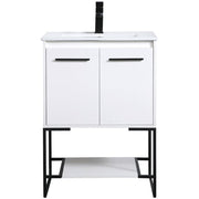 24 Inch Single Bathroom Vanity in White by Elegant Decor – 24" - Single, Engineered Wood, White, Model VF42024WH