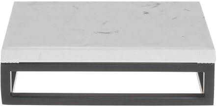 HUBERT Black Display Riser with Marble Top - 3 1/5" H