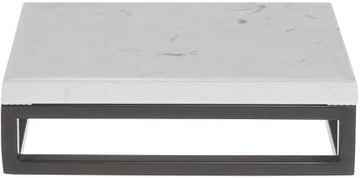 HUBERT Black Display Riser with Marble Top - 3 1/5" H