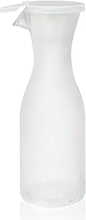 G.E.T. BW-1892-CL Plastic Juice/Beverage Decanter Jars with Lids, 64 oz, Clear (Set of 12)