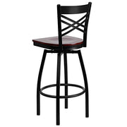 Flash Furniture Mahogany Wood Seat/Black Metal Frame / 2 Pack / traditional Barstools